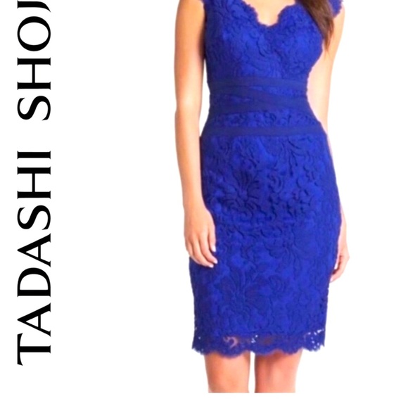 Tadashi Shoji Dresses & Skirts - Tadashi Shoji Blue Sheath Dress with Sweetheart Neckline